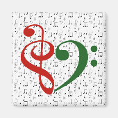 Treble Clef Bass Clef Heart Music Lover Kerstmis Magneet (Voorkant)