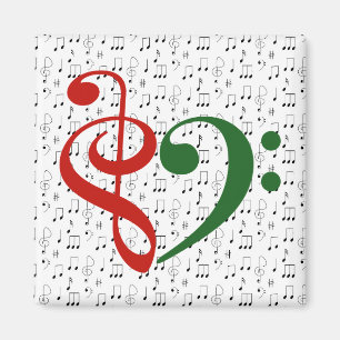 Treble Clef Bass Clef Heart Music Lover Kerstmis Magneet