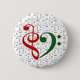 Treble Clef Bass Clef Heart Music Lover Kerstmis Ronde Button 5,7 Cm
