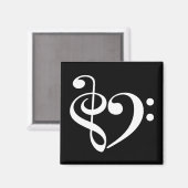 Treble Clef Bass Clef Heart Music Lover Magneet (Voorkant / Achterkant)