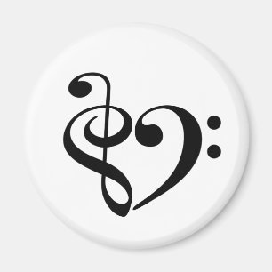 Treble Clef Bass Clef Heart Music Lover Magneet