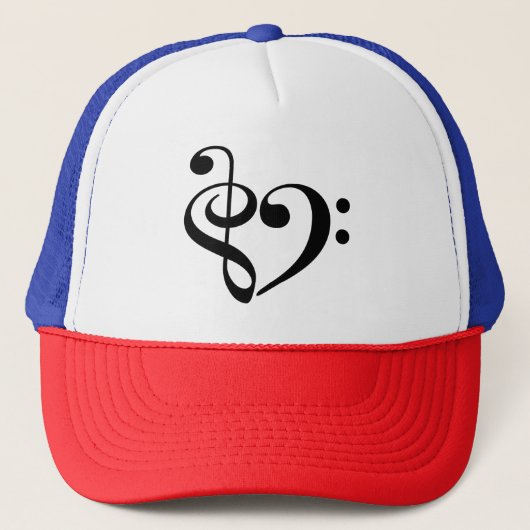 Treble Clef Bass Clef Heart Music Lover Trucker Pet (Voorkant)