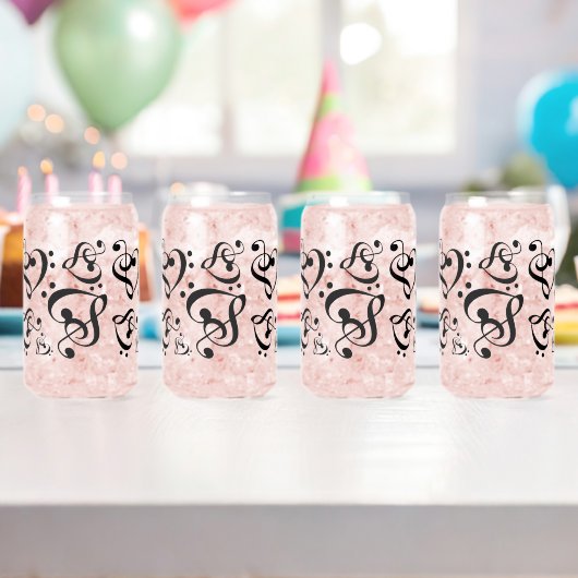 Treble Clef Bass Clef Heart Muzieknoten Blikvorm Glas (Insitu (Verjaardag))