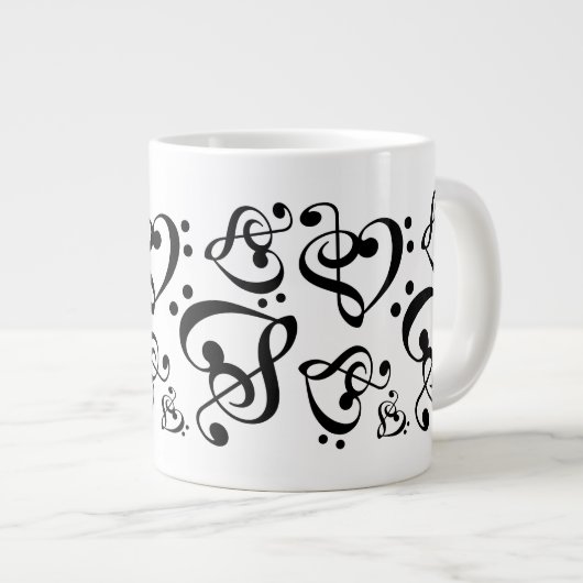 Treble Clef Bass Clef Heart Muzieknoten Mok (Voorkant rechts)