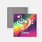Treble Clef Bass Clef Heart Nebula Gepersonaliseer Magneet (Voorkant / Achterkant)