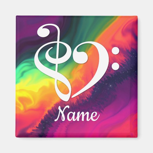 Treble Clef Bass Clef Heart Nebula Gepersonaliseer Magneet (Voorkant)