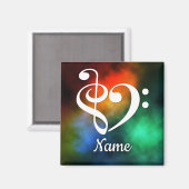 Treble Clef Bass Clef Heart Nebula Gepersonaliseer Magneet (Voorkant / Achterkant)