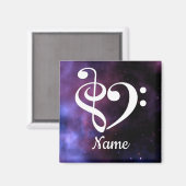 Treble Clef Bass Clef Heart Nebula Gepersonaliseer Magneet (Voorkant / Achterkant)