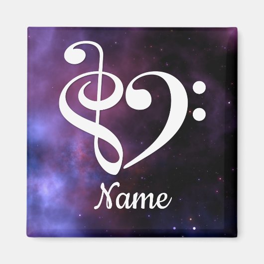 Treble Clef Bass Clef Heart Nebula Gepersonaliseer Magneet (Voorkant)
