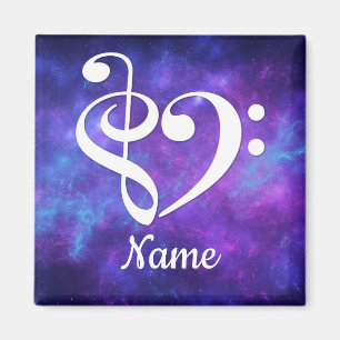 Treble Clef Bass Clef Heart Nebula Gepersonaliseer Magneet