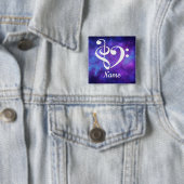 Treble Clef Bass Clef Heart Nebula Gepersonaliseer Vierkante Button 5,1 Cm (In situ)