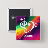 Treble Clef Bass Clef Heart Nebula Gepersonaliseer Vierkante Button 5,1 Cm (Voorkant /achterkant)