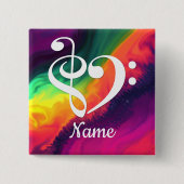 Treble Clef Bass Clef Heart Nebula Gepersonaliseer Vierkante Button 5,1 Cm (Voorkant)