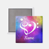 Treble Clef Bass Clef Heart Pink Nebula Gepersonal Magneet (Voorkant / Achterkant)