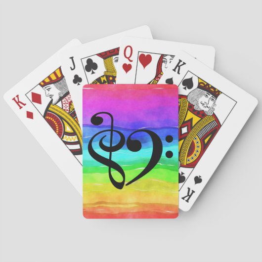 Treble Clef Bass Clef Heart Rainbow Waterverf Pokerkaarten (Achterkant)
