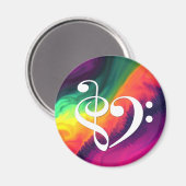 Treble Clef Bass Clef Heart Rainbow Waves Nebula Magneet (Voorkant / Achterkant)