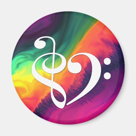 Treble Clef Bass Clef Heart Rainbow Waves Nebula Magneet (Voorkant)