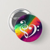 Treble Clef Bass Clef Heart Rainbow Waves Nebula Ronde Button 5,7 Cm (Voorkant /achterkant)