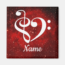 Treble Clef Bass Clef Heart Red Nebula Gepersonali Magneet