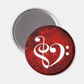 Treble Clef Bass Clef Heart Red Rosette Nebula Magneet (Voorkant / Achterkant)