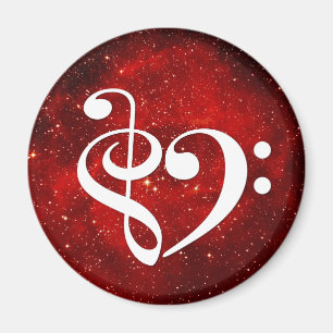 Treble Clef Bass Clef Heart Red Rosette Nebula Magneet