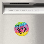 Treble Clef Bass Clef Heart Retro Hippie Stropdas- Magneet (Insitu (Vaatwasser))