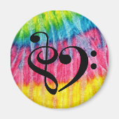 Treble Clef Bass Clef Heart Retro Hippie Stropdas- Magneet (Voorkant)