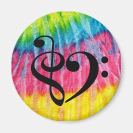 Treble Clef Bass Clef Heart Retro Hippie Stropdas- Magneet