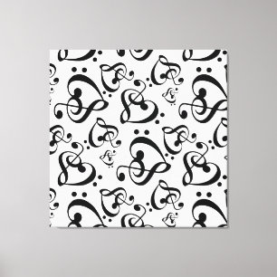 Treble Clef Bass Clef Hearts Muziek Wall Art Canva Canvas Afdruk