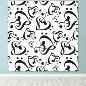 Treble Clef Bass Clef Hearts Muziek Wall Art Canva Canvas Afdruk (Insitu (Houten vloer))