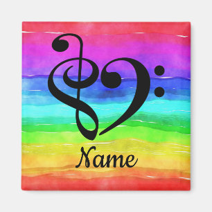 Treble Clef Bass Clef Music Heart Gepersonaliseerd Magneet