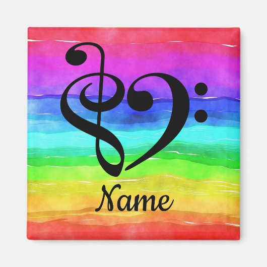 Treble Clef Bass Clef Music Heart Gepersonaliseerd Magneet (Voorkant)