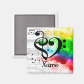 Treble Clef Bass Clef Music Heart Gepersonaliseerd Magneet (Voorkant / Achterkant)