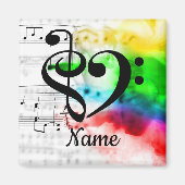 Treble Clef Bass Clef Music Heart Gepersonaliseerd Magneet (Voorkant)