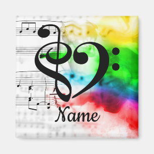 Treble Clef Bass Clef Music Heart Gepersonaliseerd Magneet