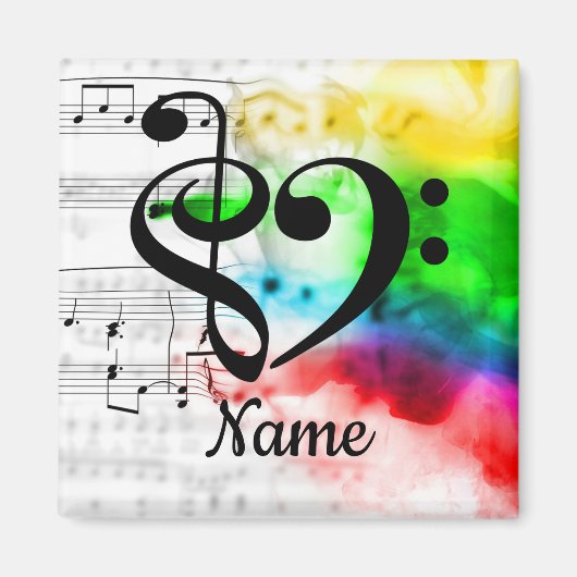 Treble Clef Bass Clef Music Heart Gepersonaliseerd Magneet (Voorkant)