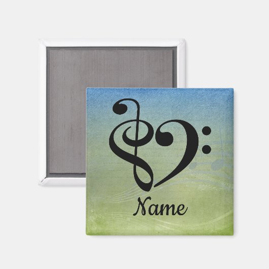 Treble Clef Bass Clef Music Heart Gepersonaliseerd Magneet (Voorkant / Achterkant)