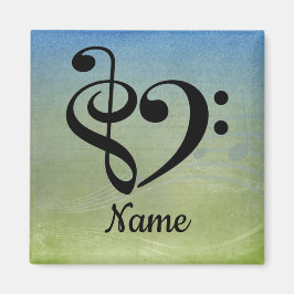 Treble Clef Bass Clef Music Heart Gepersonaliseerd Magneet
