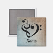 Treble Clef Bass Clef Music Heart Gepersonaliseerd Magneet (Voorkant / Achterkant)