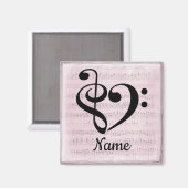 Treble Clef Bass Clef Music Heart Gepersonaliseerd Magneet (Voorkant / Achterkant)
