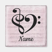 Treble Clef Bass Clef Music Heart Gepersonaliseerd Magneet (Voorkant)