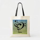 Treble Clef Bass Clef Music Heart Gepersonaliseerd Tote Bag (Voorkant)