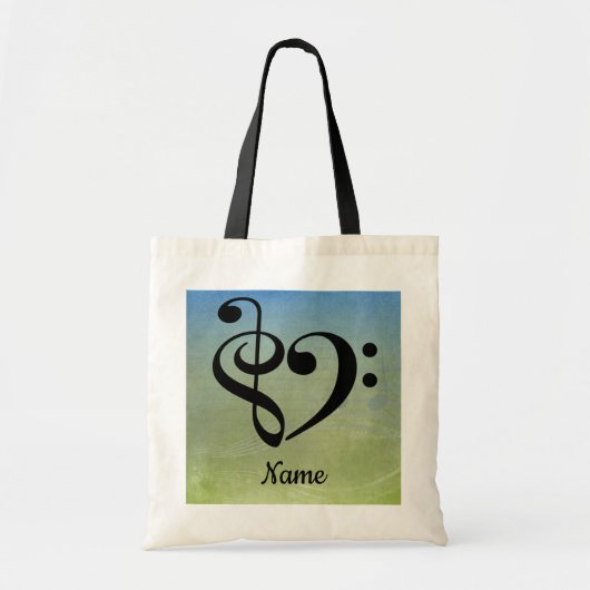 Treble Clef Bass Clef Music Heart Gepersonaliseerd Tote Bag (Voorkant)