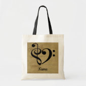 Treble Clef Bass Clef Music Heart Gepersonaliseerd Tote Bag (Voorkant)