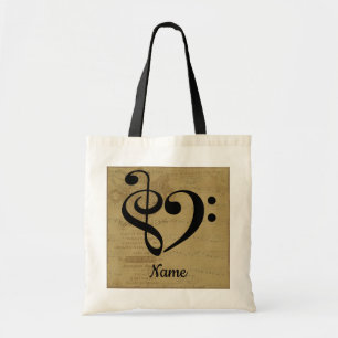 Treble Clef Bass Clef Music Heart Gepersonaliseerd Tote Bag