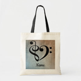 Treble Clef Bass Clef Music Heart Gepersonaliseerd Tote Bag
