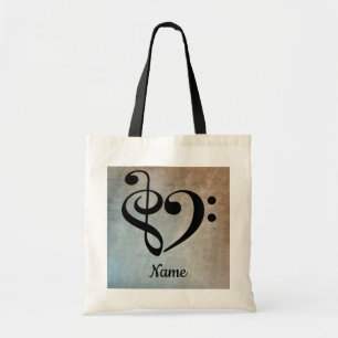 Treble Clef Bass Clef Music Heart Gepersonaliseerd Tote Bag