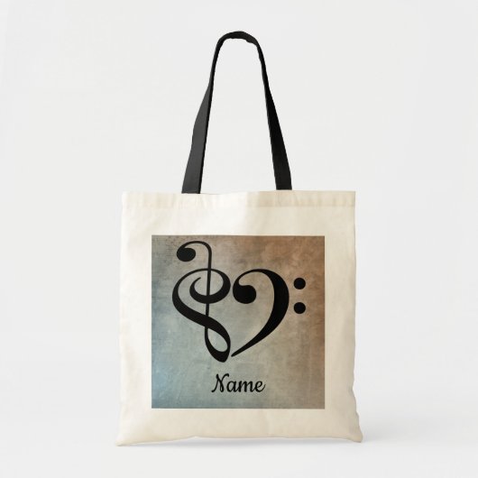 Treble Clef Bass Clef Music Heart Gepersonaliseerd Tote Bag (Voorkant)