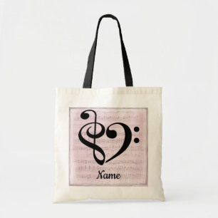 Treble Clef Bass Clef Music Heart Gepersonaliseerd Tote Bag