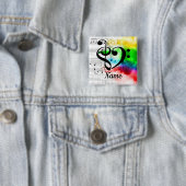 Treble Clef Bass Clef Music Heart Gepersonaliseerd Vierkante Button 5,1 Cm (In situ)